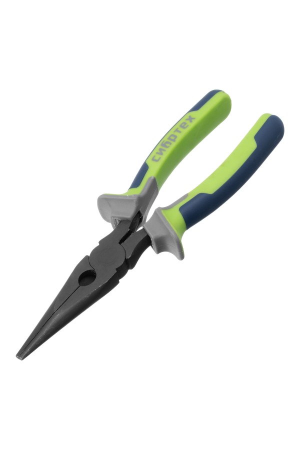 Длинногубцы прямые 200 мм, фосфатирование, трехкомпонентные рукоятки Сибртех