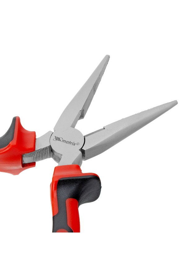 Длинногубцы прямые Nickel, 160 мм, никелированные, двухкомпонентные рукоятки Matrix