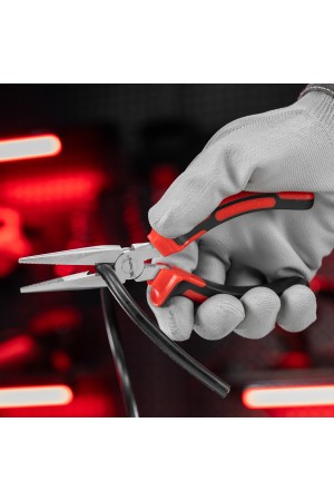 Длинногубцы прямые Nickel, 160 мм, никелированные, двухкомпонентные рукоятки Matrix