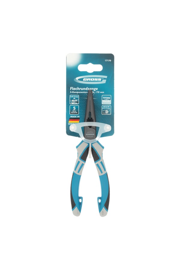 Длинногубцы прямые 170 мм, трехкомпонентные рукоятки Gross