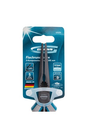 Длинногубцы прямые 205 мм, трехкомпонентные рукоятки Gross