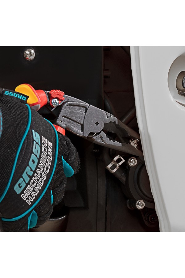 Длинногубцы с изогнутой головой, комбинированные, диэлектрические рукоятки до 1000 В, 200 мм Gross