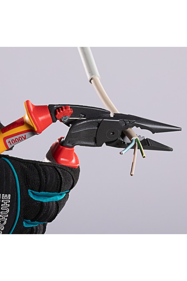 Длинногубцы с изогнутой головой, комбинированные, диэлектрические рукоятки до 1000 В, 200 мм Gross