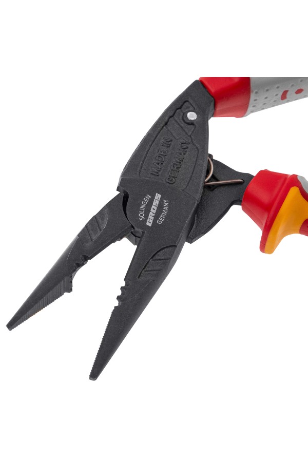 Длинногубцы с изогнутой головой, комбинированные, диэлектрические рукоятки до 1000 В, 200 мм Gross