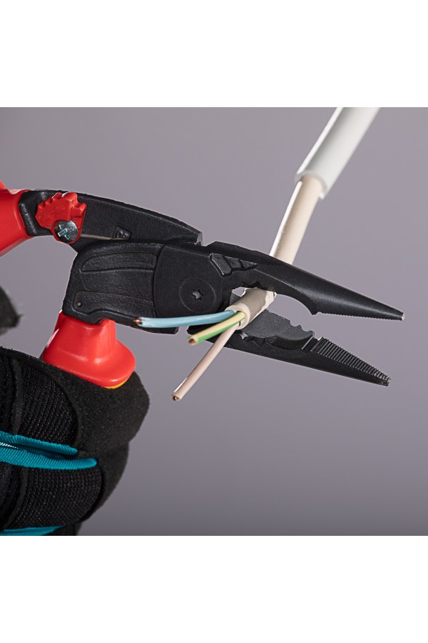 Длинногубцы с изогнутой головой, комбинированные, диэлектрические рукоятки до 1000 В, 200 мм Gross