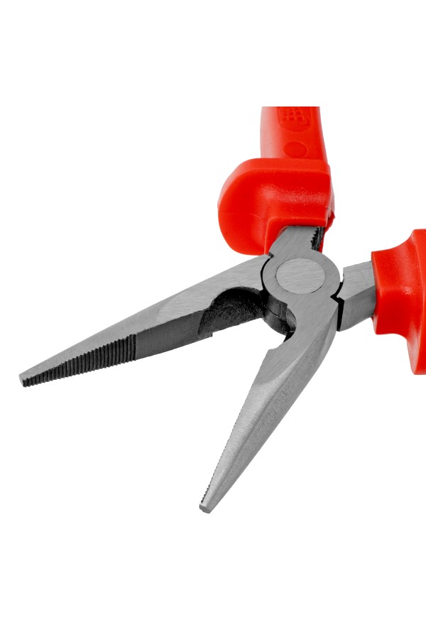 Длинногубцы прямые Econom, 160 мм, шлифованные, пластмассовые рукоятки Matrix