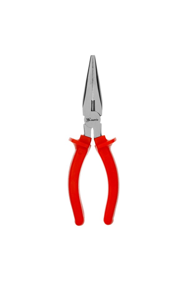 Длинногубцы прямые Econom, 180 мм, шлифованные, пластмассовые рукоятки Matrix