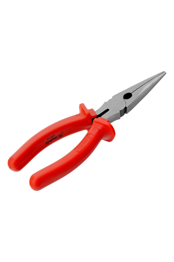 Длинногубцы прямые Econom, 200 мм, шлифованные, пластмассовые рукоятки Matrix