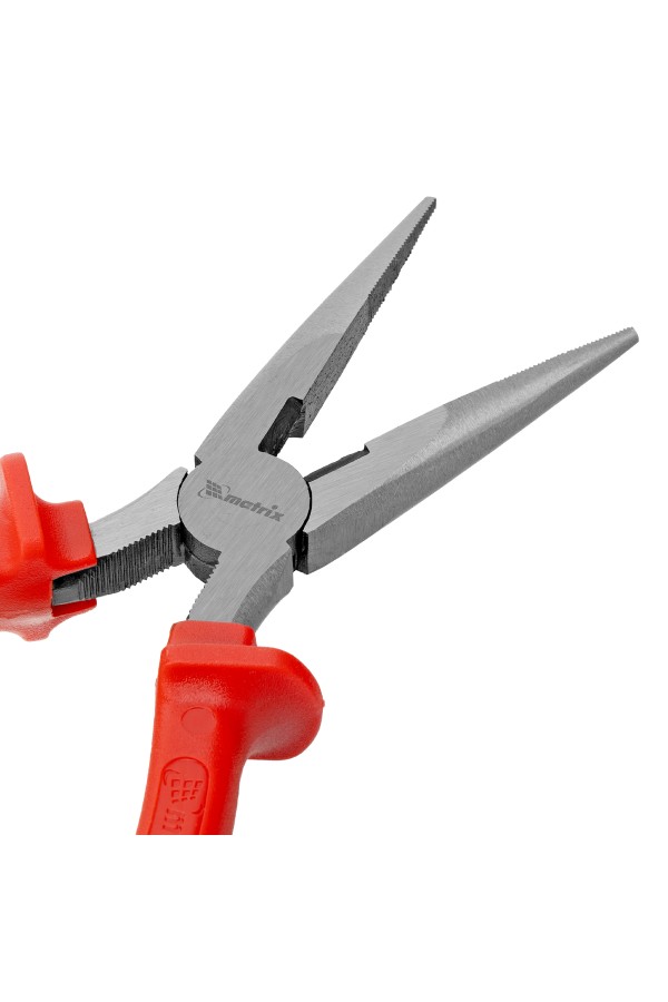 Длинногубцы прямые Econom, 200 мм, шлифованные, пластмассовые рукоятки Matrix