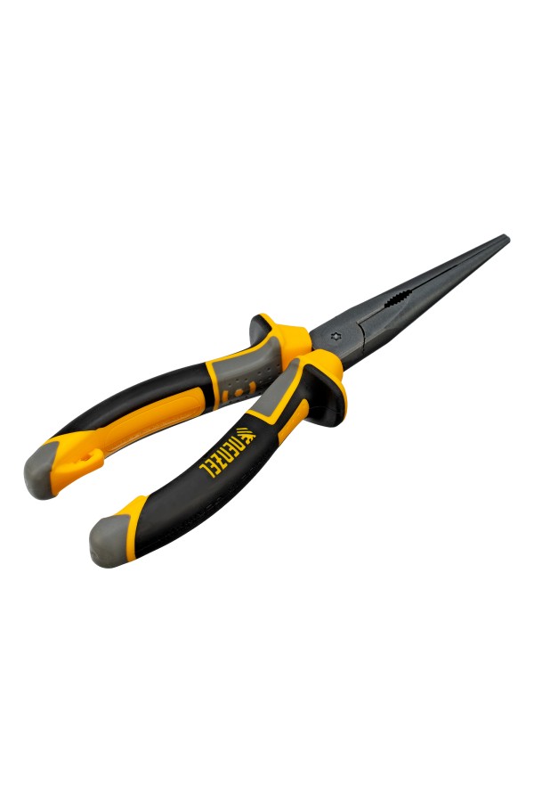 Длинногубцы прямые 205 мм, трехкомпонентные рукоятки Denzel