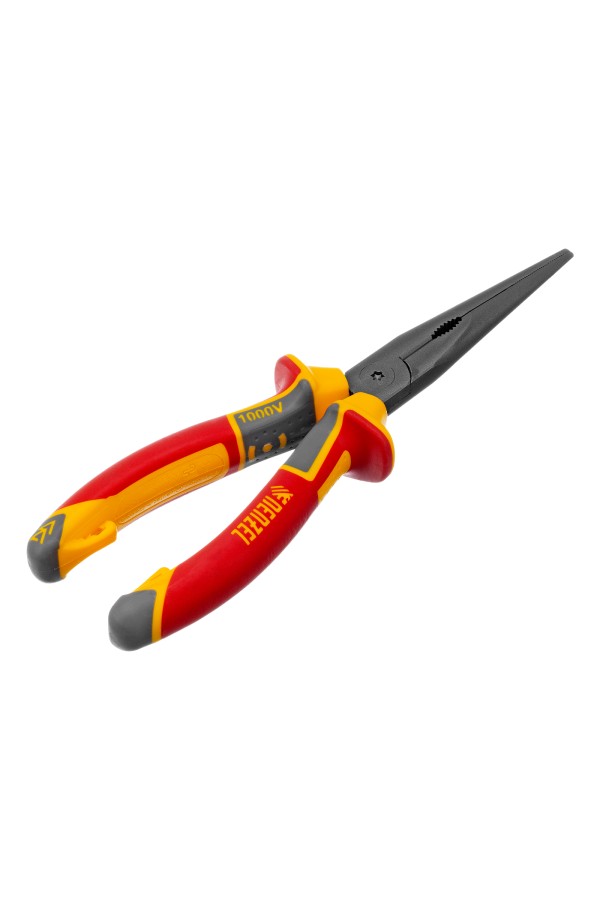 Длинногубцы прямые, диэлектрические рукоятки до 1000 В, трехкомпонентные рукоятки, 205мм Denzel