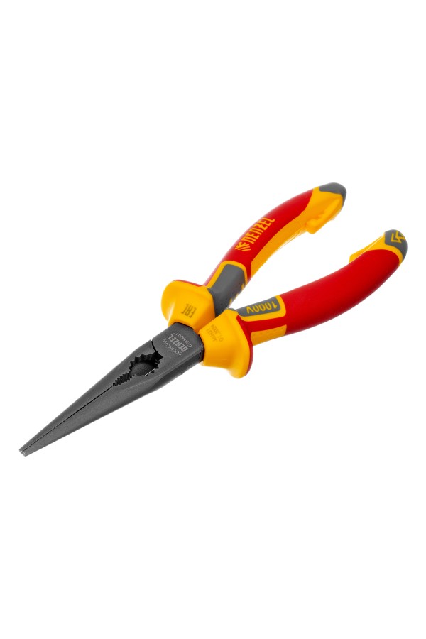 Длинногубцы прямые, диэлектрические рукоятки до 1000 В, трехкомпонентные рукоятки, 205мм Denzel