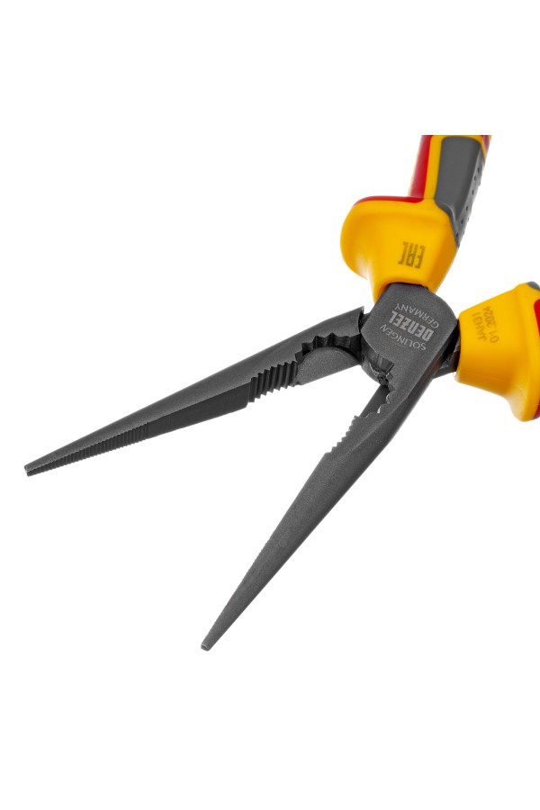 Длинногубцы прямые, диэлектрические рукоятки до 1000 В, трехкомпонентные рукоятки, 205мм Denzel