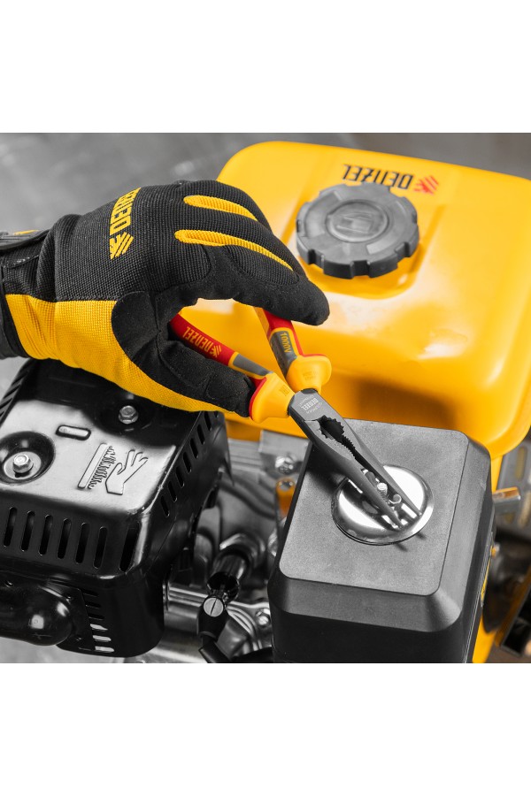 Длинногубцы прямые, диэлектрические рукоятки до 1000 В, трехкомпонентные рукоятки, 205мм Denzel