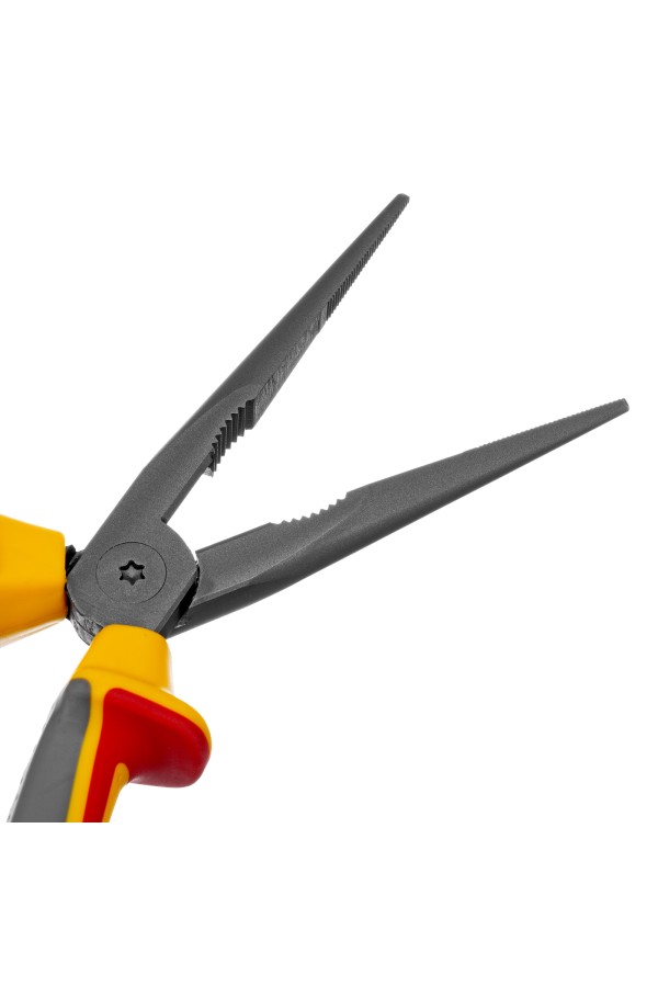 Длинногубцы прямые, диэлектрические рукоятки до 1000 В, трехкомпонентные рукоятки, 205мм Denzel