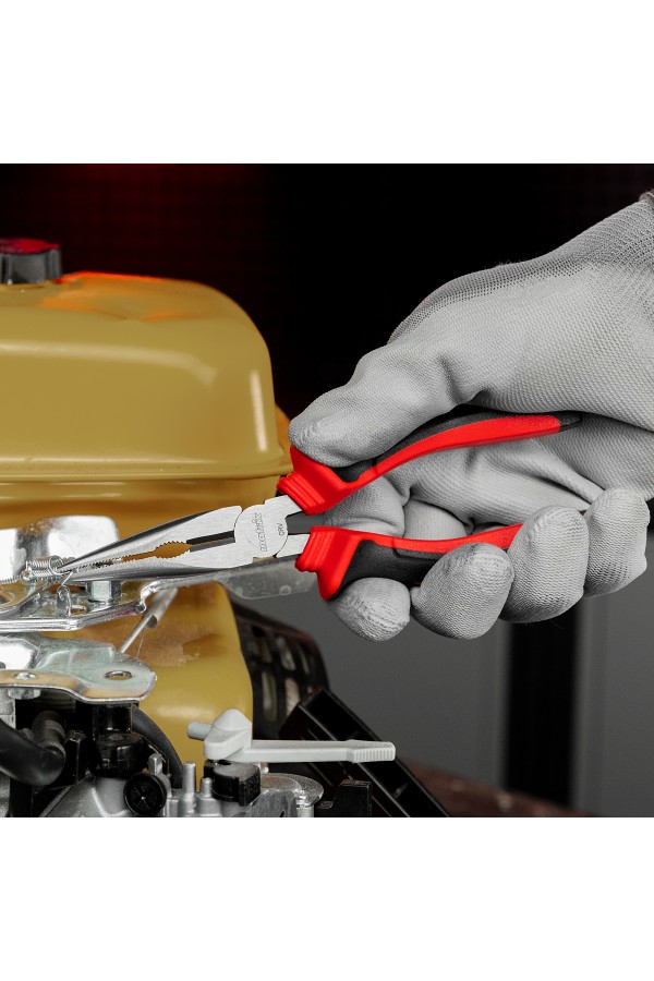 Длинногубцы прямые, 160 мм, хром-ванадий, двухкомпонентные рукоятки Matrix