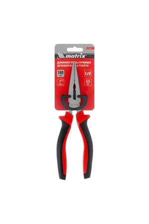 Длинногубцы прямые, 180 мм, хром-ванадий, двухкомпонентные рукоятки Matrix