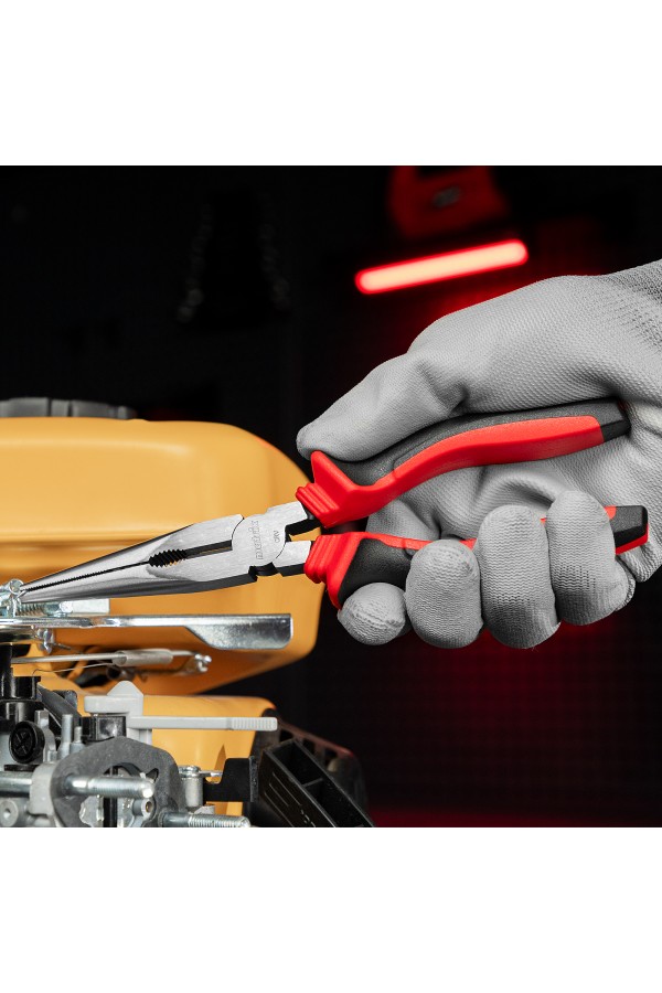 Длинногубцы прямые, 200 мм, хром-ванадий, двухкомпонентные рукоятки Matrix