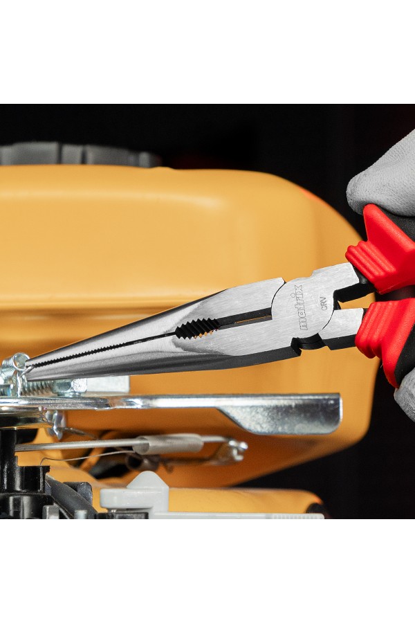 Длинногубцы прямые, 200 мм, хром-ванадий, двухкомпонентные рукоятки Matrix