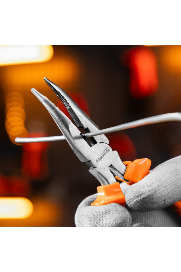 Длинногубцы изогнутые Classic, 160 мм, шлифованные, пластмассовые рукоятки Sparta