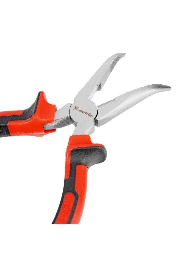 Длинногубцы изогнутые Nickel, 160 мм, никелированные, двухкомпонентные рукоятки Matrix