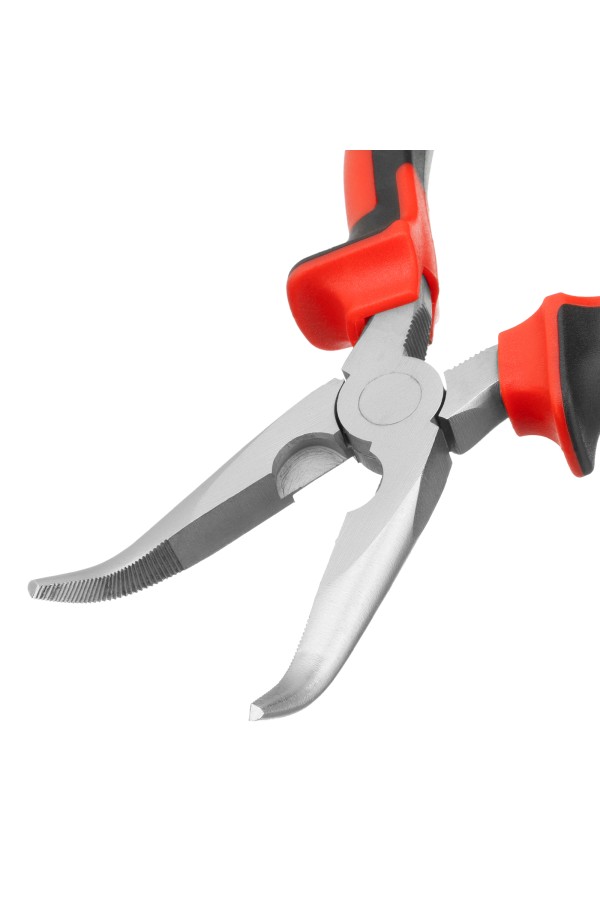 Длинногубцы изогнутые Nickel, 180 мм, никелированные, двухкомпонентные рукоятки Matrix