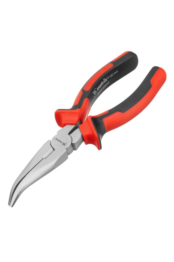 Длинногубцы изогнутые Nickel, 180 мм, никелированные, двухкомпонентные рукоятки Matrix