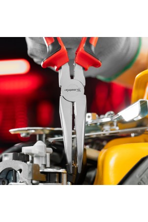 Длинногубцы изогнутые Nickel, 180 мм, никелированные, двухкомпонентные рукоятки Matrix