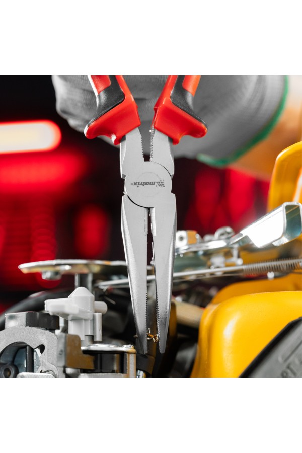 Длинногубцы изогнутые Nickel, 180 мм, никелированные, двухкомпонентные рукоятки Matrix