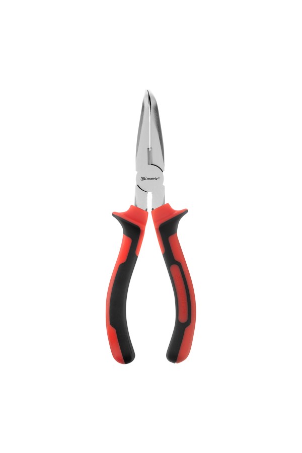 Длинногубцы изогнутые Nickel, 200 мм, никелированные, двухкомпонентные рукоятки Matrix