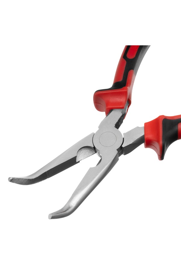 Длинногубцы изогнутые Nickel, 200 мм, никелированные, двухкомпонентные рукоятки Matrix