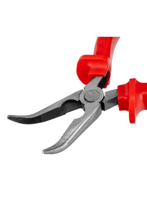 Длинногубцы изогнутые Econom, 160 мм, шлифованные, пластмассовые рукоятки Matrix