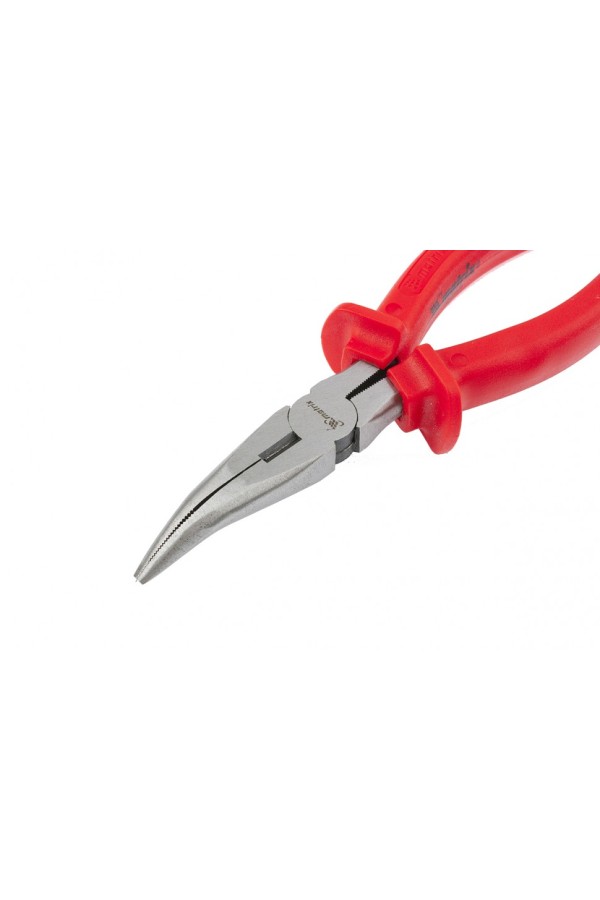 Длинногубцы изогнутые Econom, 160 мм, шлифованные, пластмассовые рукоятки Matrix