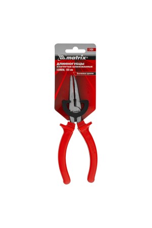 Длинногубцы изогнутые Econom, 160 мм, шлифованные, пластмассовые рукоятки Matrix