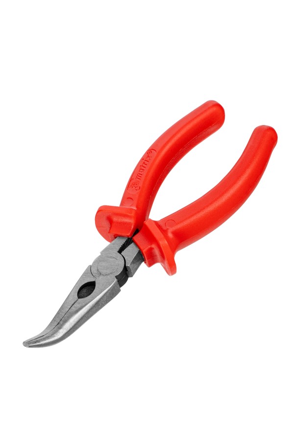 Длинногубцы изогнутые Econom, 160 мм, шлифованные, пластмассовые рукоятки Matrix