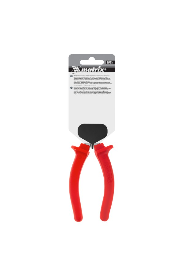 Длинногубцы изогнутые Econom, 180 мм, шлифованные, пластмассовые рукоятки Matrix