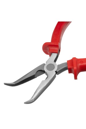 Длинногубцы изогнутые Econom, 180 мм, шлифованные, пластмассовые рукоятки Matrix