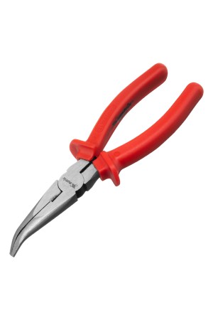 Длинногубцы изогнутые Econom, 200 мм, шлифованные, пластмассовые рукоятки Matrix