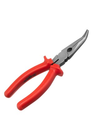 Длинногубцы изогнутые Econom, 200 мм, шлифованные, пластмассовые рукоятки Matrix