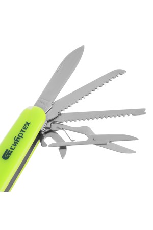 Нож многофункциональный, компактный размер, 15 функций, 90 мм Сибртех