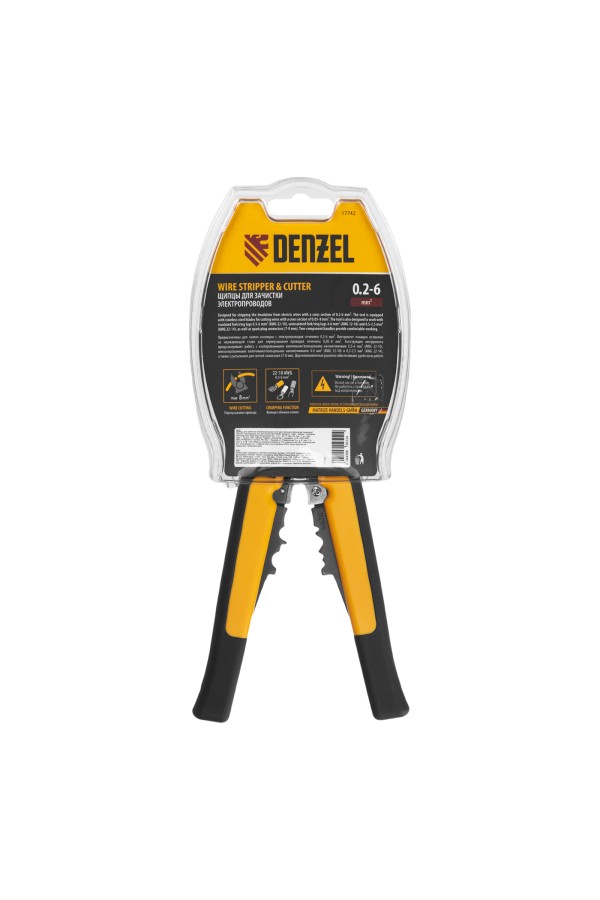Щипцы для зачистки электропроводов 0,2-6 мм², функция обрезания проводов Denzel