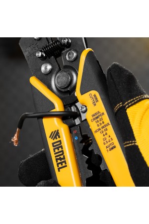 Щипцы для зачистки электропроводов 0,2-6 мм2, функция обрезания проводов// Denzel