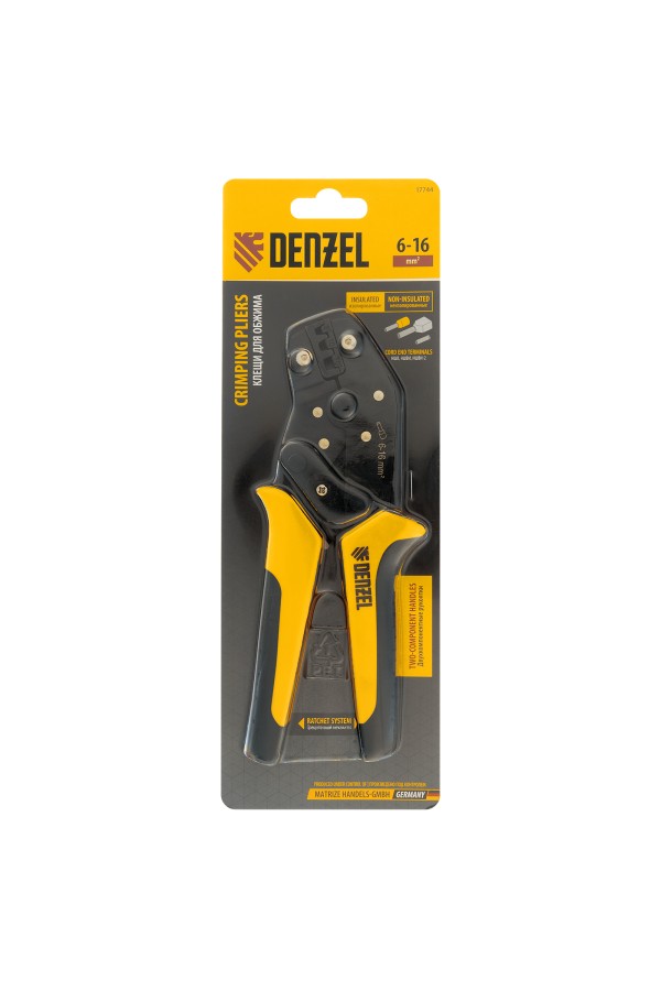 Клещи для обжима наконечников штыревых НШВ, НШВИ, НШВИ-2, 6-16 мм2 Denzel