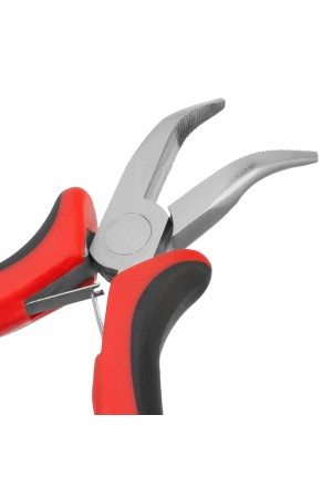 Длинногубцы изогнутые Mini, 130 мм, никелированные, авторазжим, двухкомпонентные рукоятки Matrix