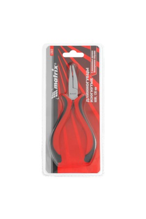 Длинногубцы изогнутые Mini, 130 мм, никелированные, авторазжим, двухкомпонентные рукоятки Matrix