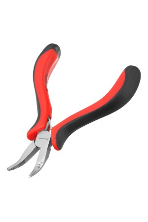 Длинногубцы изогнутые Mini, 130 мм, никелированные, авторазжим, двухкомпонентные рукоятки Matrix