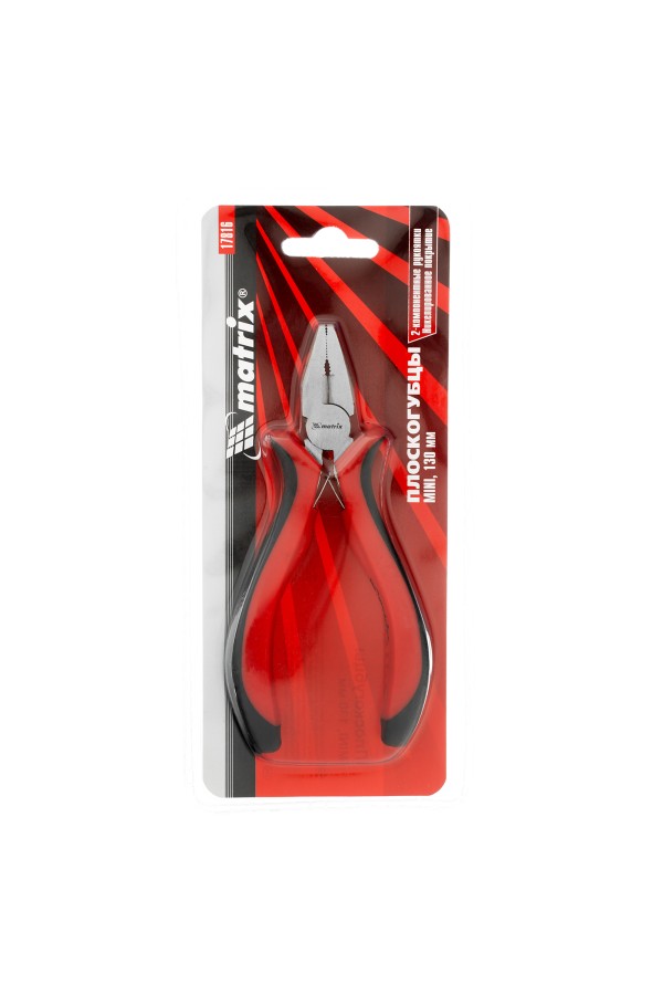 Плоскогубцы Mini, 130 мм, никелированные, авторазжим, двухкомпонентные рукоятки Matrix
