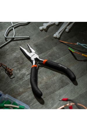 Длинногубцы прямые Mini, 130 мм, никелированные, авторазжим Sparta