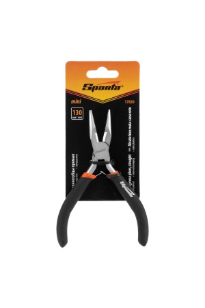 Длинногубцы прямые Mini, 130 мм, никелированные, авторазжим Sparta