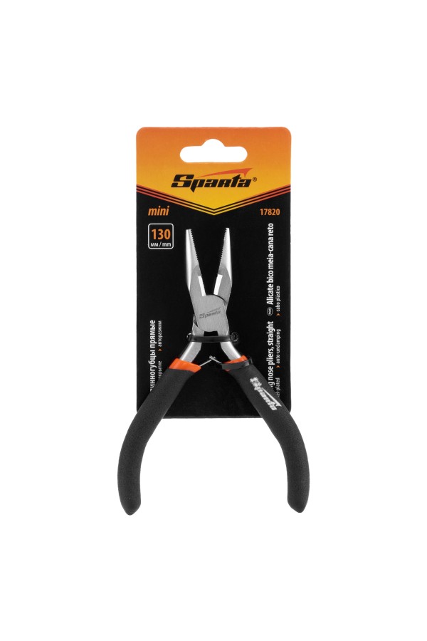 Длинногубцы прямые Mini, 130 мм, никелированные, авторазжим Sparta
